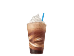 Dr Pepper float from the sonic secret menu featuring swirled vanilla ice cream in soda, topped with whipped cream and a blue straw