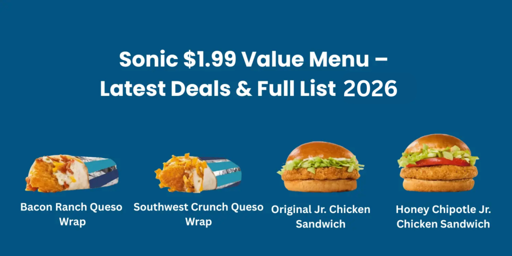 Sonic $1.99 Menu With Prices