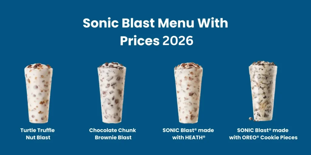 Sonic Blast Menu With Prices